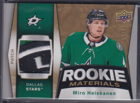 MIRO HEISKANEN, 2018 Upper Deck Rookie Materials Patch #RM-MH, /25