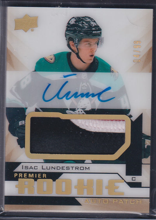 ISAC LUNDESTROM, 2018 Upper Deck Premier Rookie Auto Patch #AR-IL, /99