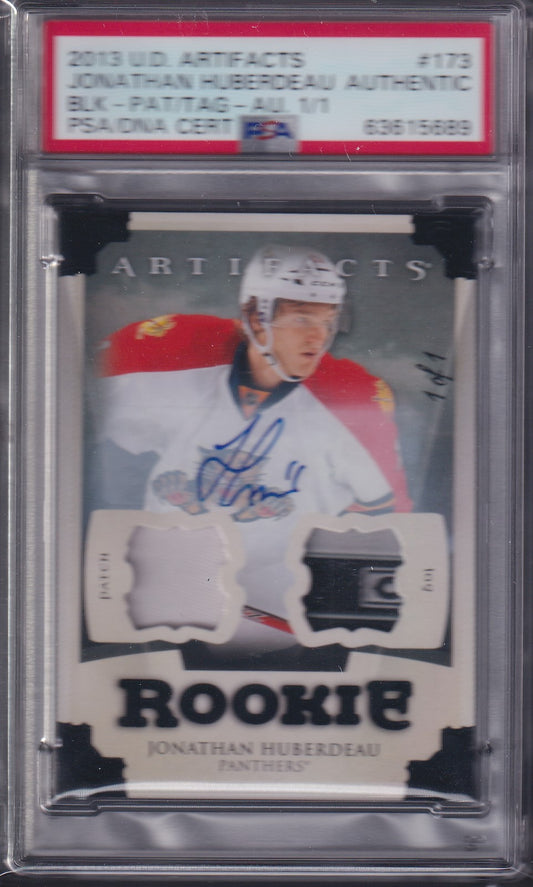 JONATHAN HUBERDEAU, 2013 Upper Deck Artifacts Rookie Auto Tag Patch #173, 1/1