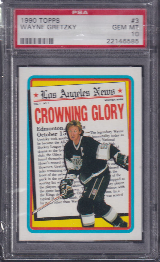 WAYNE GRETZKY, 1990 Topps #3, PSA 10