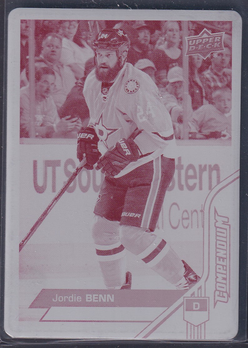 JORDIE BENN, 2016 Upper Deck Compendium Hockey Series 2 PRINTING PLATE #388, 1/1