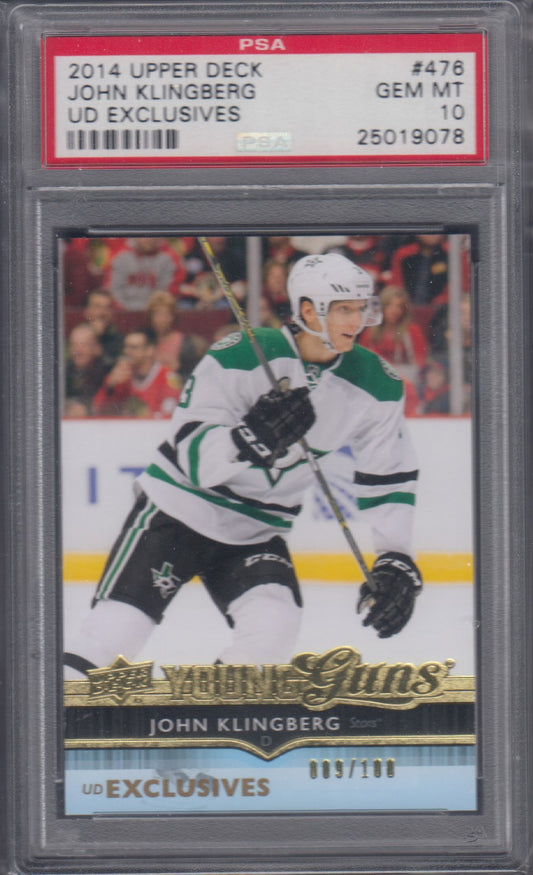 JOHN KLINGBERG, 2014 Upper Deck Young Guns UD EXCLUSIVES #476, PSA 10