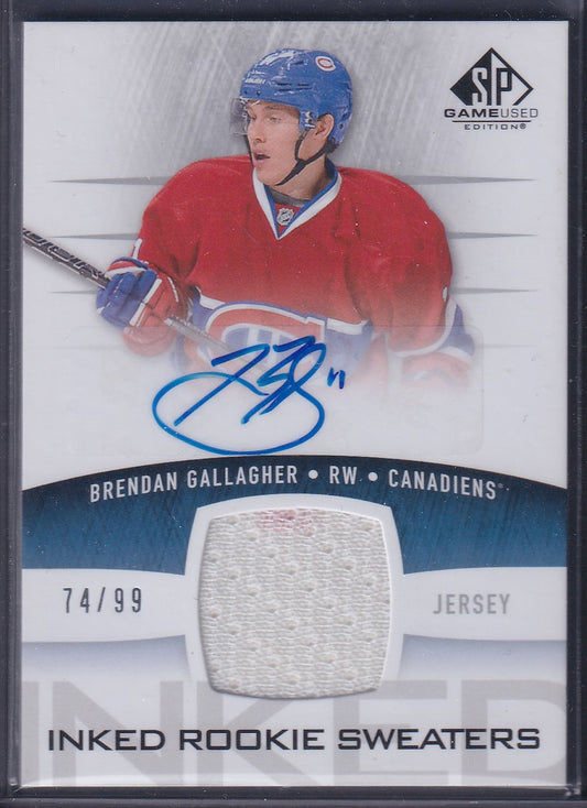 BRENDAN GALLAGHER - 2013 SP Authentic Inked Rookie Sweaters #IRS-BG, /99