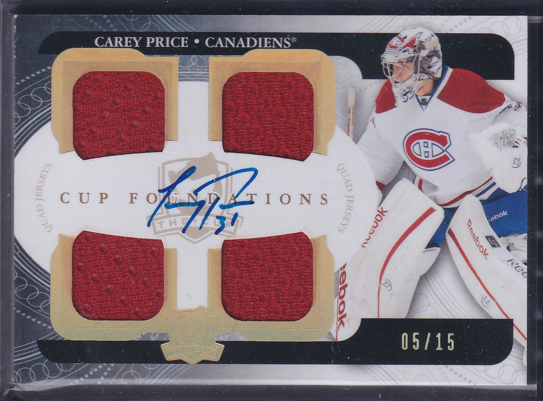CAREY PRICE - 2011 Upper Deck The Cup Foundations Quad Auto Patch #CF-CP, /15