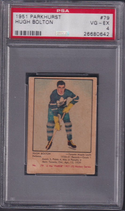 HUGH BOLTON - 1951 Parkhurst #79, PSA 4