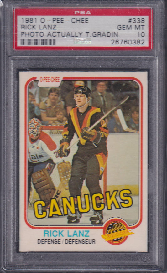 RICK LANZ (T. GRADIN ERROR), 1981 O-Pee-Chee #338, PSA 10