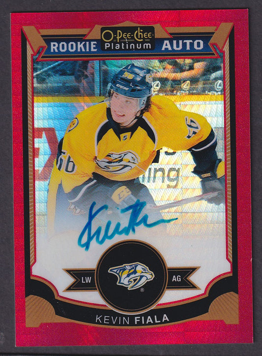 KEVIN FIALA - 2015 O-Pee-Chee Platinum Rookie Auto RED PRISM #162, /75