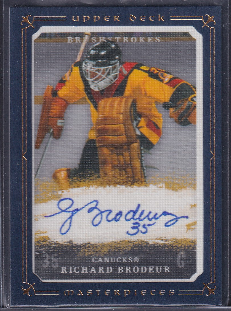 RICHARD BRODEUR - 2008 Upper Deck Masterpieces Brushstrokes Auto #MB-RI, /25