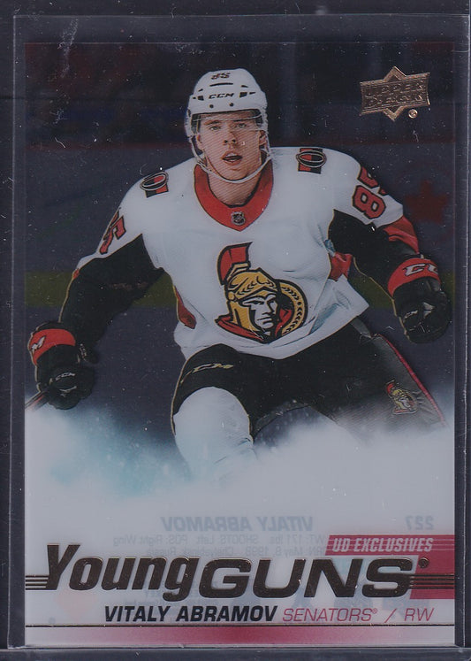 VITALY ABRAMOV - 2019 Upper Deck Young Guns CLEAR CUT EXCLUSIVES #227, Less 10