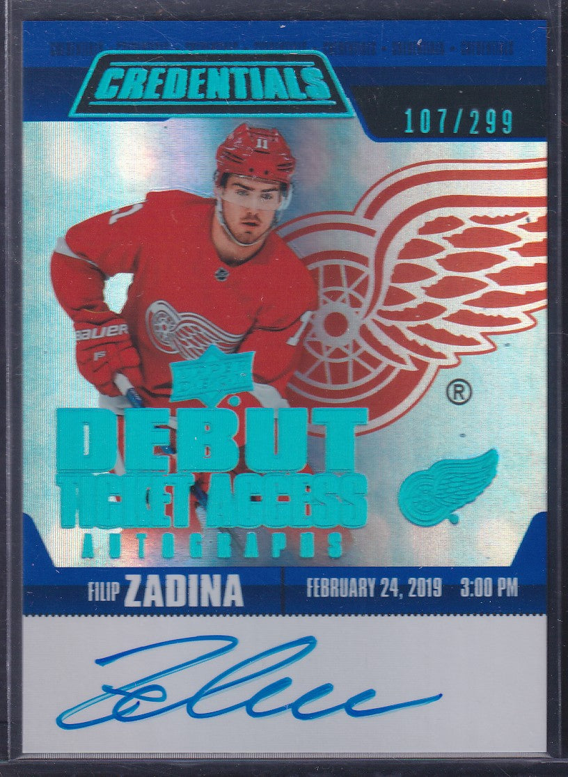 FILIP ZADINA - 2019 Upper Deck Credentials Debut Ticket Access Auto, /299