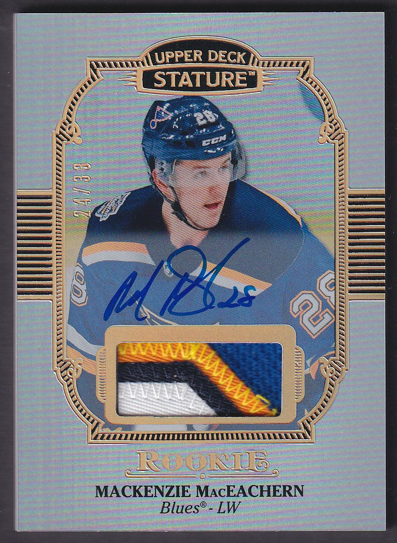 MACKENZIE MACEACHERN - 2019 Upper Deck Stature Rookie Auto Patch #121, /33