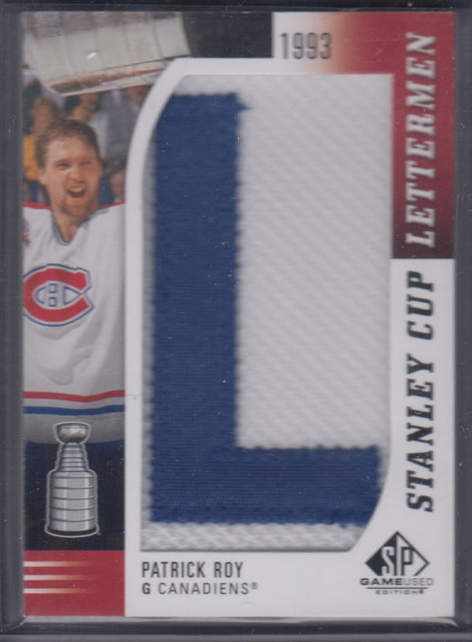 PATRICK ROY, 2019 SP Game Used Stanley Cup Letterman "L" #SCL-PR