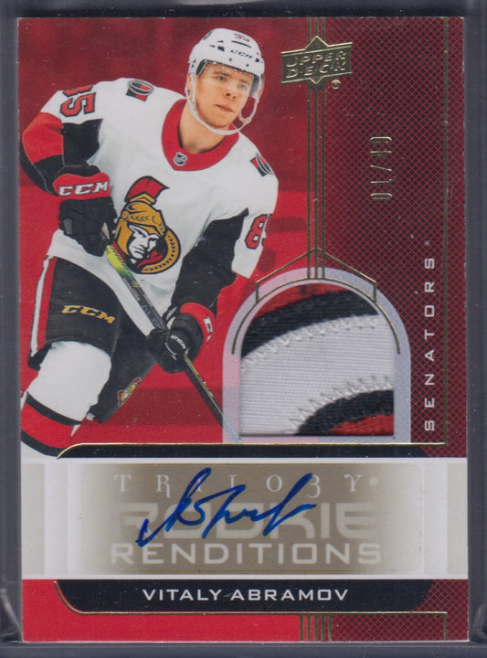VITALY ABRAMOV, 2019 Trilogy Rookie Renditions Auto/Patch /49 #RR-2