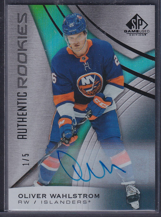 OLIVER WAHLSTROM - 2019 SP Game Used Authentic Rookies Auto #156, /5