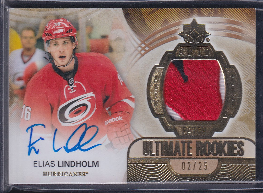 ELIAS LINDHOLM - 2013 Upper Deck Ultimate Rookies Auto Patch #179, /25