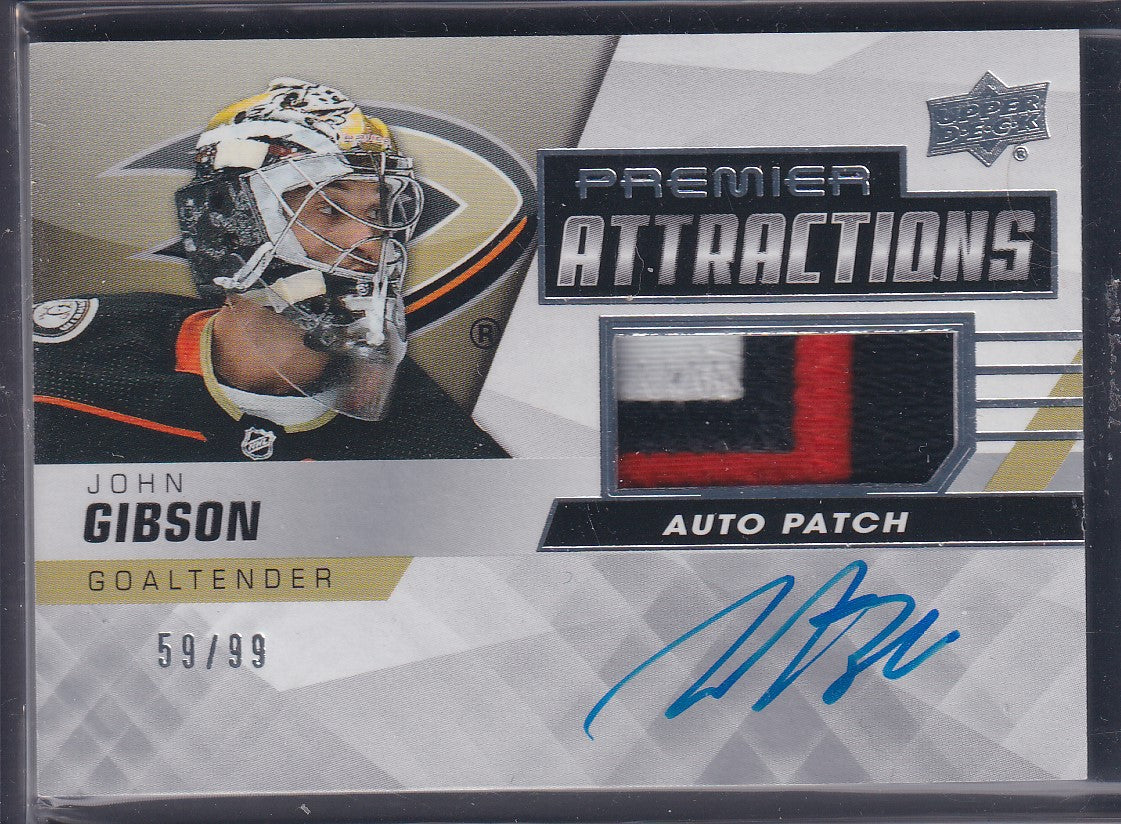 JOHN GIBSON - 2019 Upper Deck Premier Attractions Auto Patch #PA-JG, /99