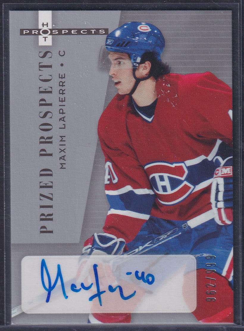 MAXIM LAPIERRE - 2005 Fleer Hot Prospects Prized Prospects Auto #204