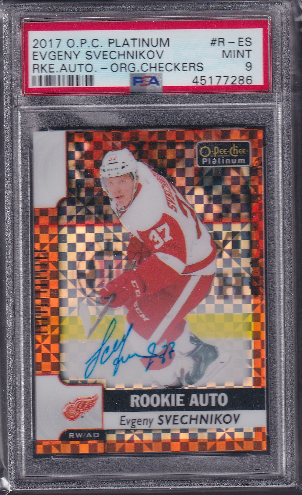 EVGENY SVECHNIKOV - 2017 OPC Platinum Rookie Auto ORANGE CHECKERS, /15, PSA 9