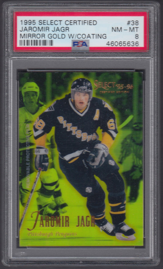 JAROMIR JAGR, 1995 Select Certified Mirror Gold W/ Coating #38, PSA 8