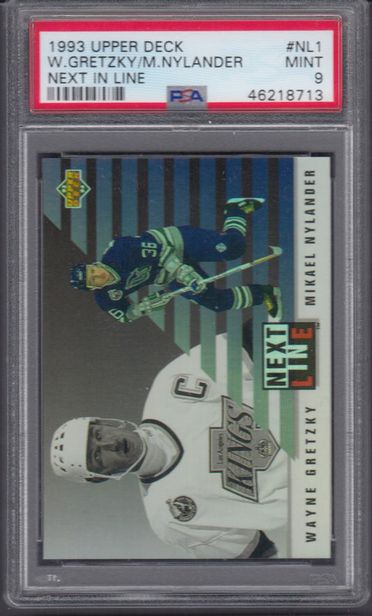 WAYNE GRETZKY, MIKAEL NYLANDER, 1993 Upper Deck Next in Line #NL1, PSA 9