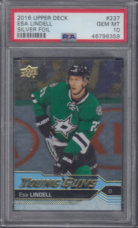 ESA LINDELL, 2016 Upper Deck Young Guns SILVER FOIL #237, PSA 10