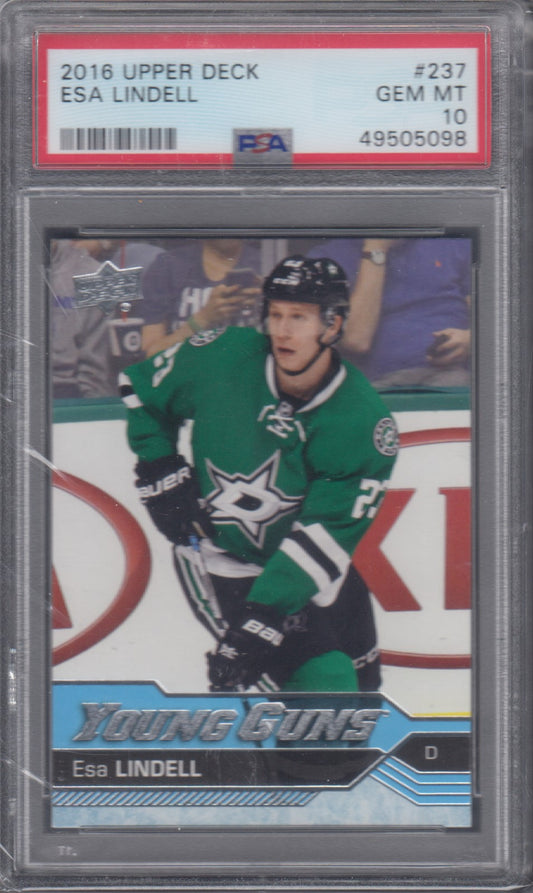 ESA LINDELL, 2016 Upper Deck Young Guns #237, PSA 10