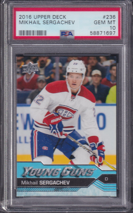 MIKHAIL SERGACHEV, 2016 Upper Deck Young Guns #236, PSA 10