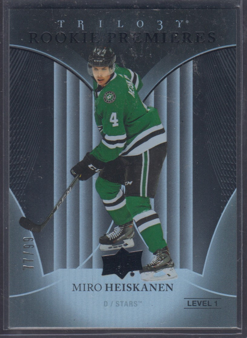 MIRO HEISKANEN, 2018 Upper Deck Trilogy Rookie Premieres, #73, /99