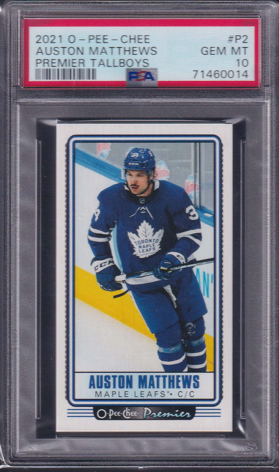 AUSTON MATTHEWS - 2021 O-Pee-Chee Premier Tallboys #P2, PSA 10