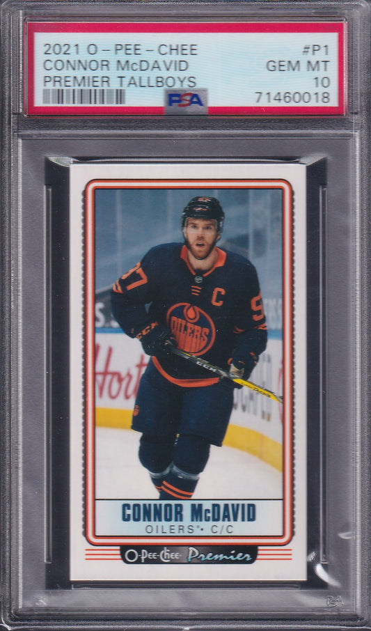 CONNOR MCDAVID - 2021 O-Pee-Chee Premier Tallboys #P1, PSA 10