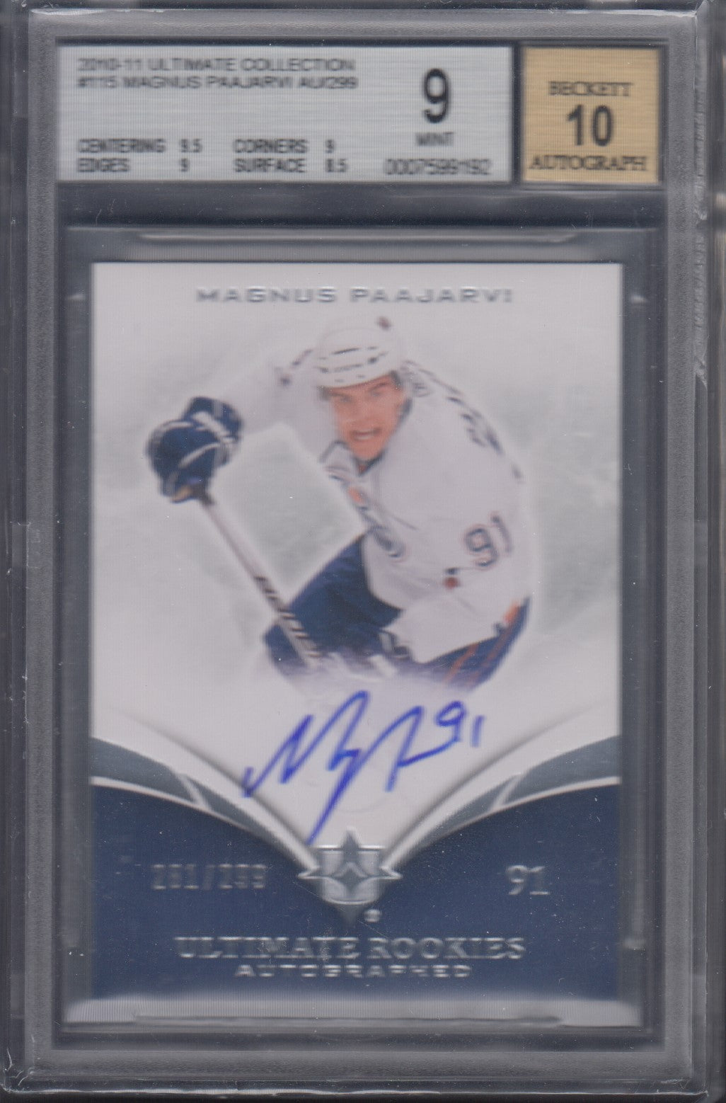 MAGNUS PAAJARVI, 2010 Ultimate Collection Autograph #115, BGS 9/Auto 10