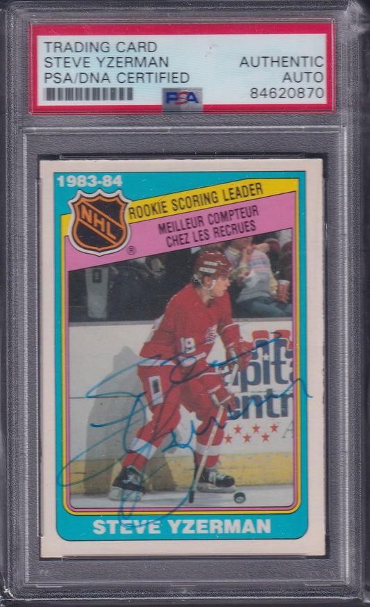 STEVE YZERMAN - 1983 O-Pee-Chee Rookie Scoring Leader #385 Blue AUTO, PSA/DNA