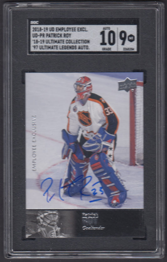 PATRICK ROY, 2018 UD Employee Exclusive Auto #UD-PR, SGC Grade 9 (Auto 10)