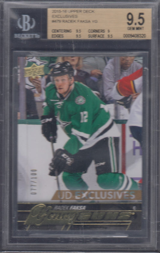 RADEK FAKSA, 2015 Upper Deck Young Guns UD EXCLUSIVE #479, BGS 9.5