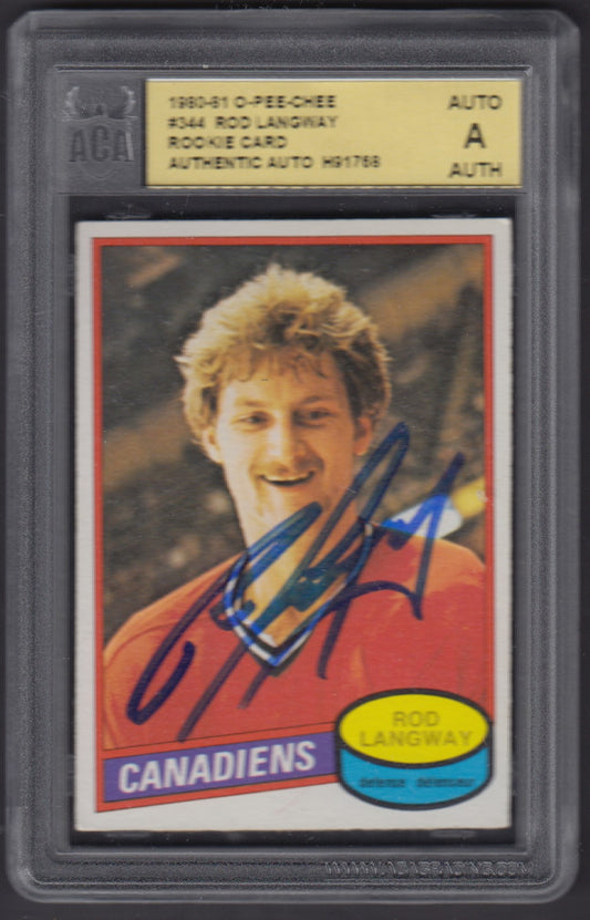 ROD LANGWAY, 1980 O-Pee-Chee Rookie #344, ACA AUTO Slab