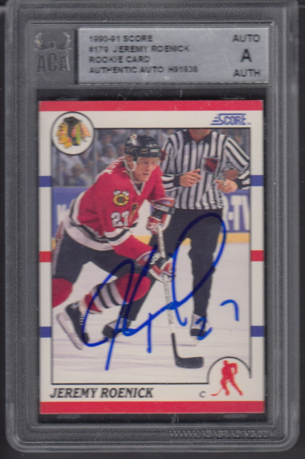 JEREMY ROENICK, 1990 Score Rookie #179, ACA AUTO Slab