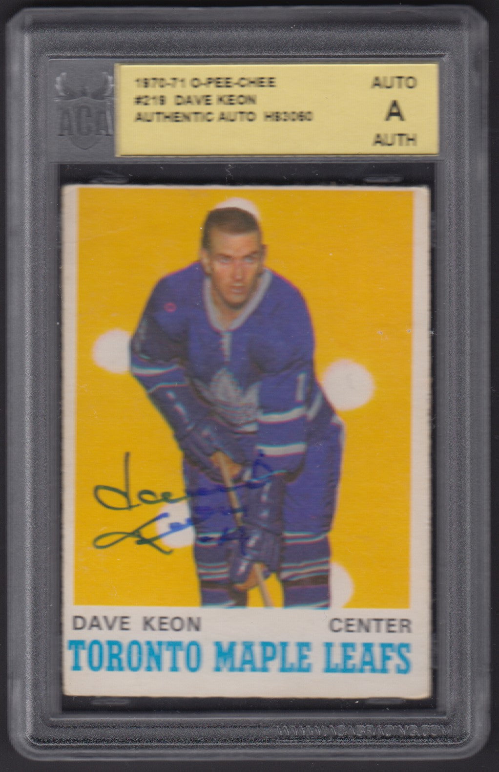 DAVE KEON, 1970 O-Pee-Chee #219, ACA AUTO Slab